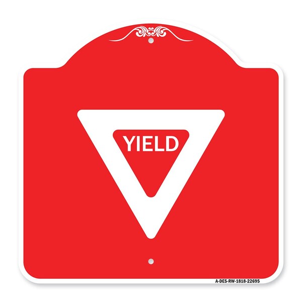 Designer Series Sign-Yield, Red & White Aluminum Architectural Sign, 18" x 18", RW-1818-22695